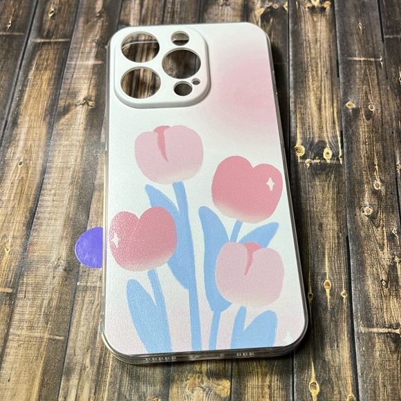 5for$10 Painted Cream Tulips Floral iPhone 14 Pro Protective Phone Case NWT - Picture 5 of 5